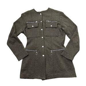 Cache Brown Knit Utility Jacket – Women’s M (8–10) Tailored Military Shacket